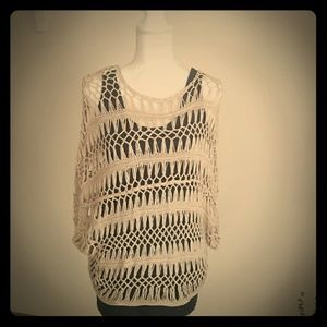 Cream open knit pullover